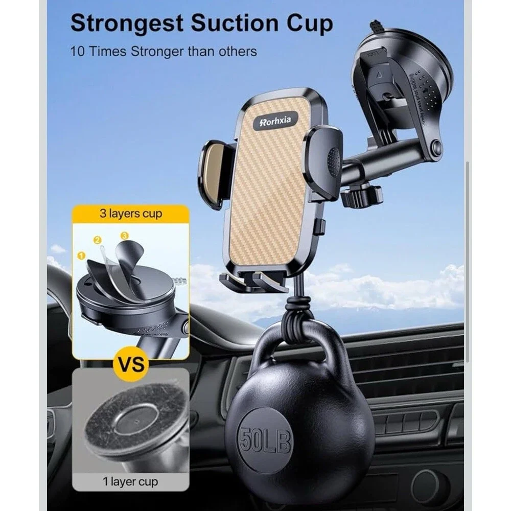3-in-1 Phone Mount for Car [Most Stable and Flexible Suction Cup] Vent Dashboard